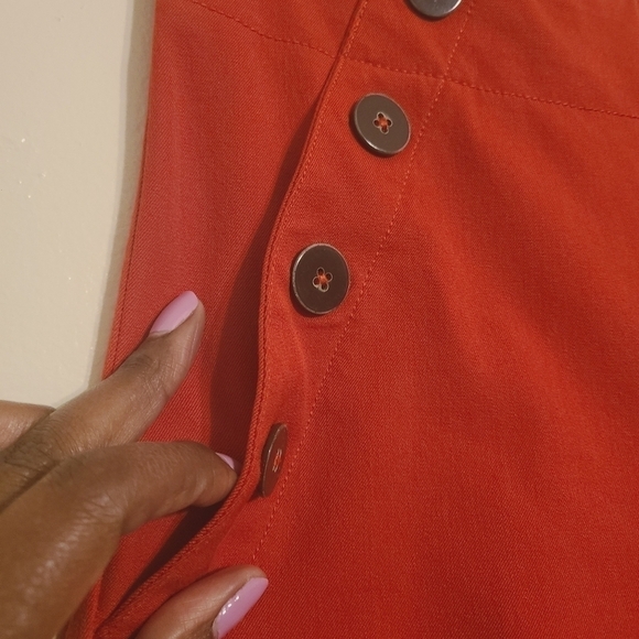Anthropologie | Women's Red Essential Slim Pants With Side Buttons (US Size 4) - Picture 10 of 16